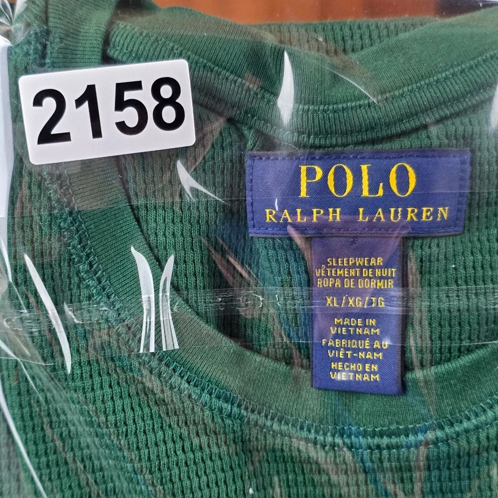 Polo Ralph Lauren Waffle Knit Thermal Shirt Mens XL Green Cotton Blend Pony Logo